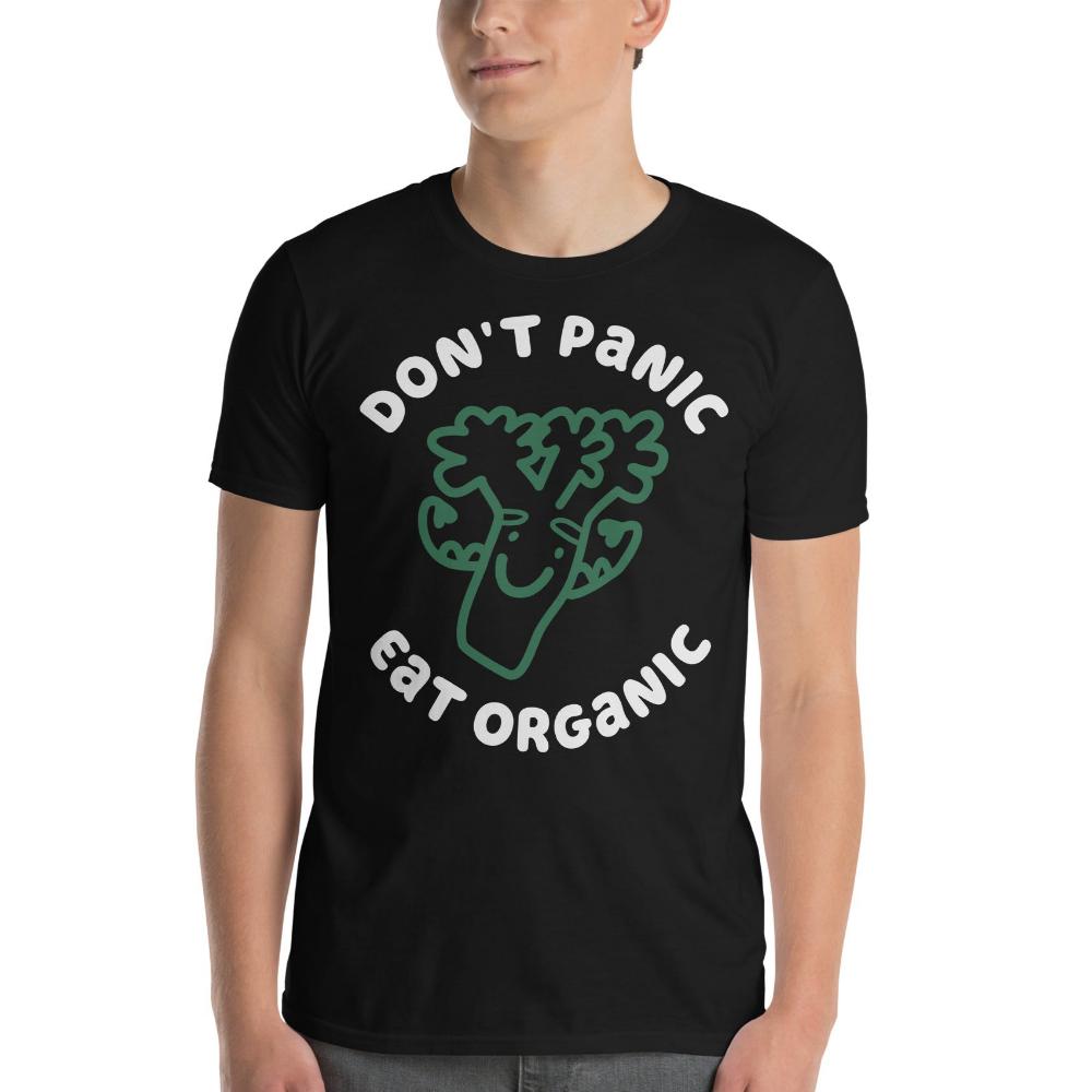 Don't Panic Eat Organic Broccoli TShirt - Black Color - https://ascensionemporium.net 