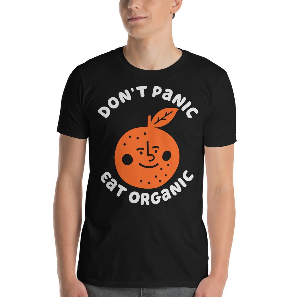 Don't Panic Eat Organic Orange TShirt - Black Color - https://ascensionemporium.net 