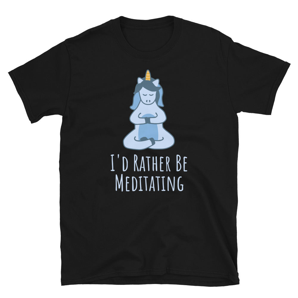 I'd Rather Be Meditating Unicorn TShirt - Black Color - https://ascensionemporium.net