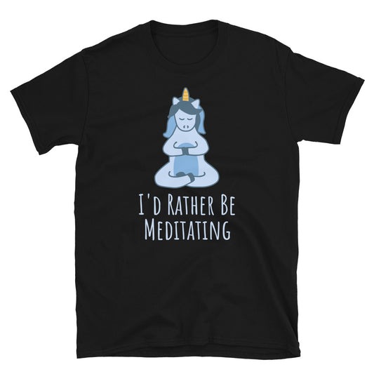 I'd Rather Be Meditating Unicorn TShirt - Black Color - https://ascensionemporium.net