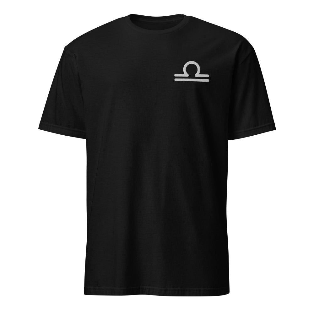 Libra Zodiac Embroidered TShirt - Black Color - https://ascensionemporium.net