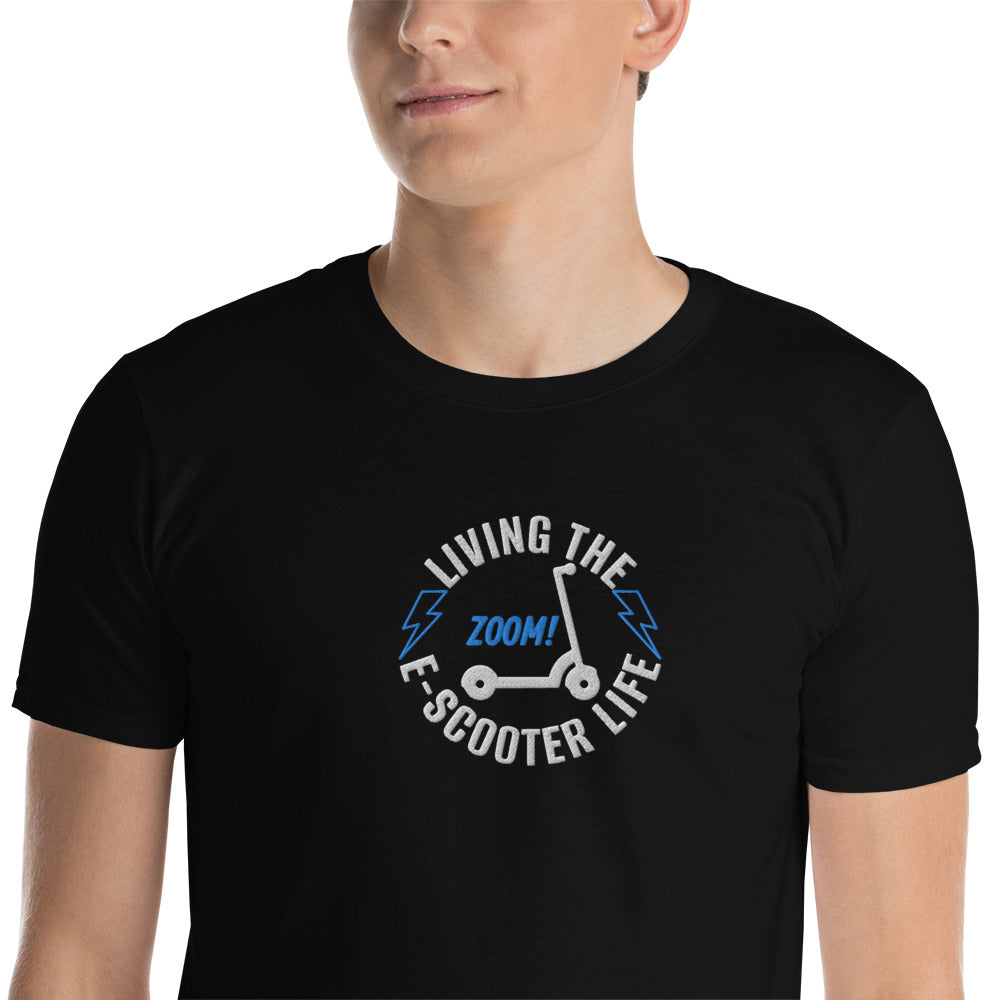 Living The E-Scooter Life Embroidered TShirt - Black Color - https://ascensionemporium.net