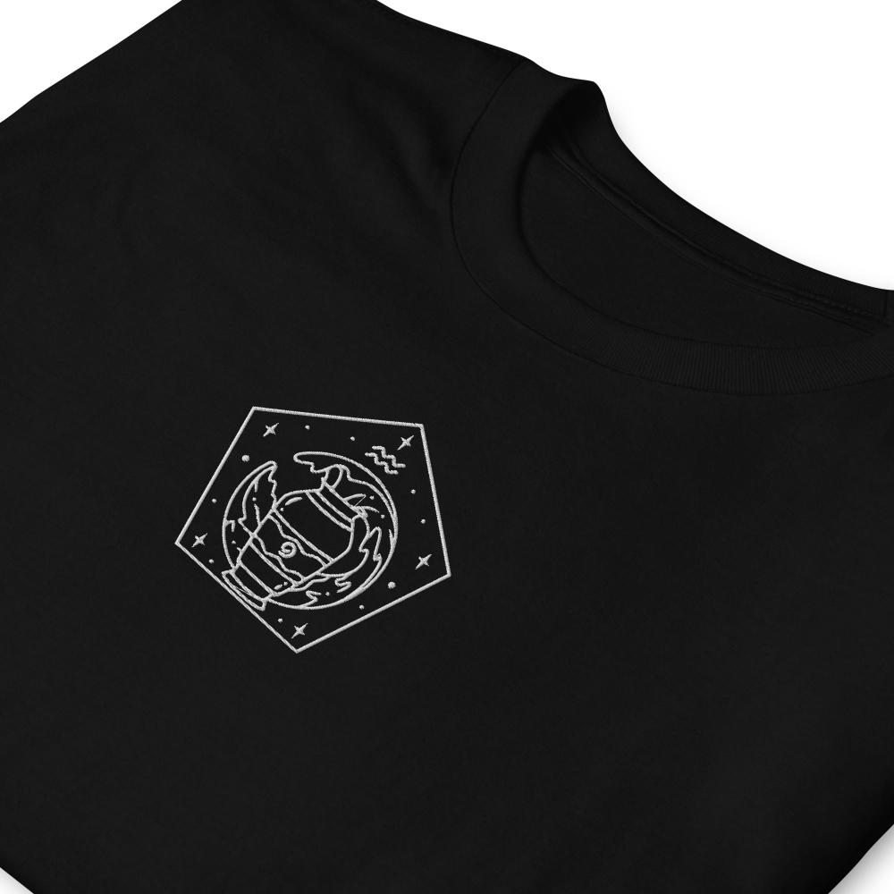 Aquarius Zodiac Embroidered TShirt - Black Color - https://ascensionemporium.net