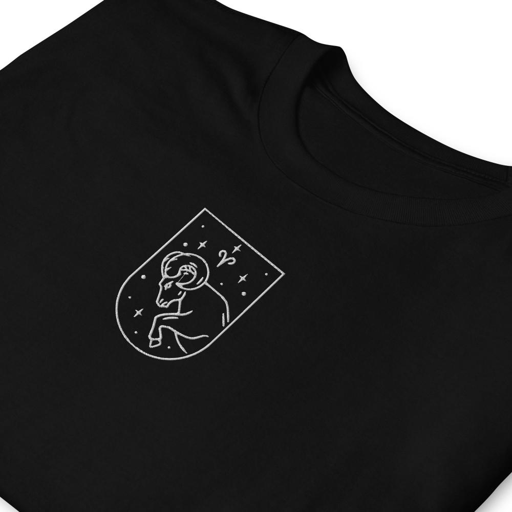 Aries Zodiac Embroidered TShirt - Black Color - https://ascensionemporium.net