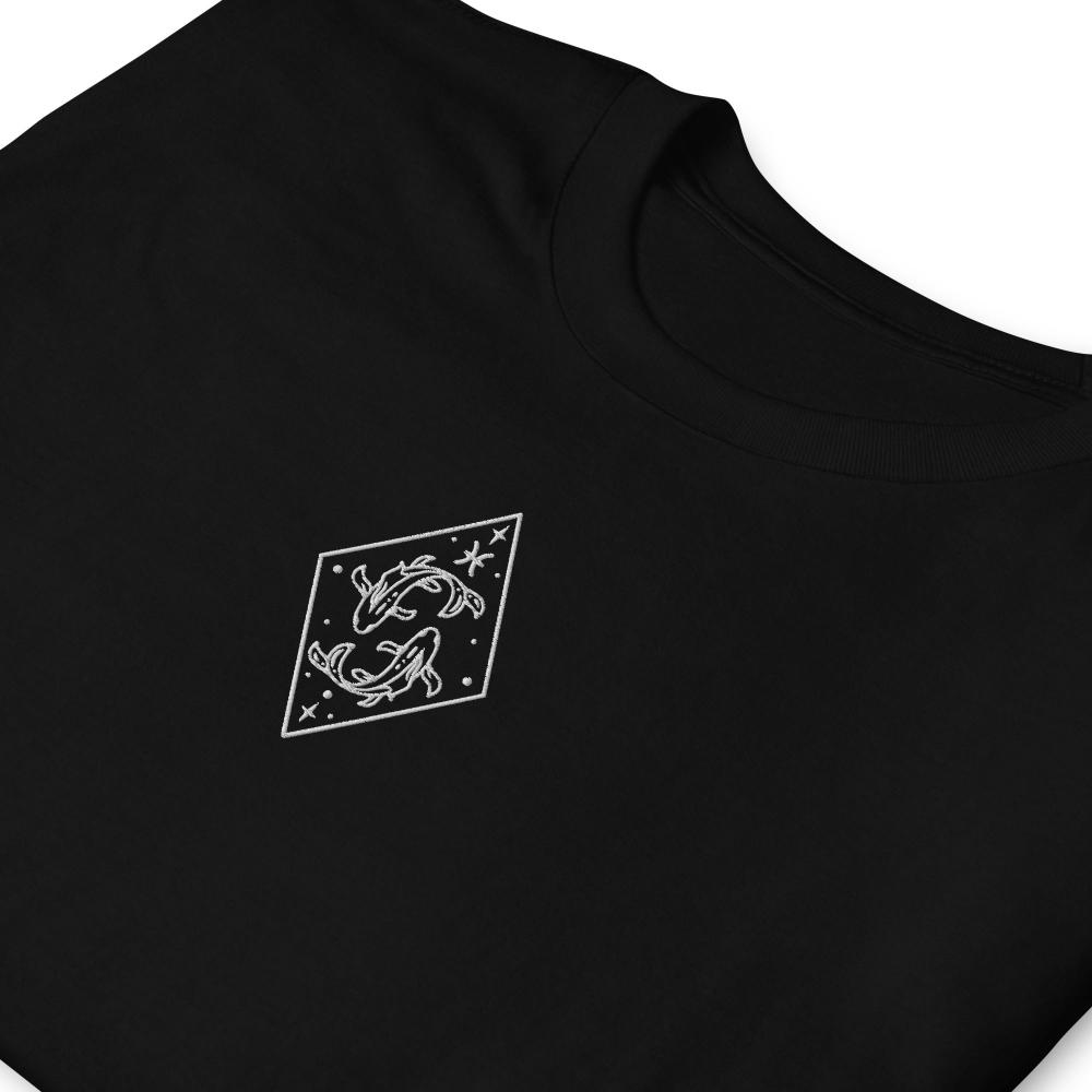 Pisces Zodiac Embroidered TShirt - Black Color - https://ascensionemporium.net