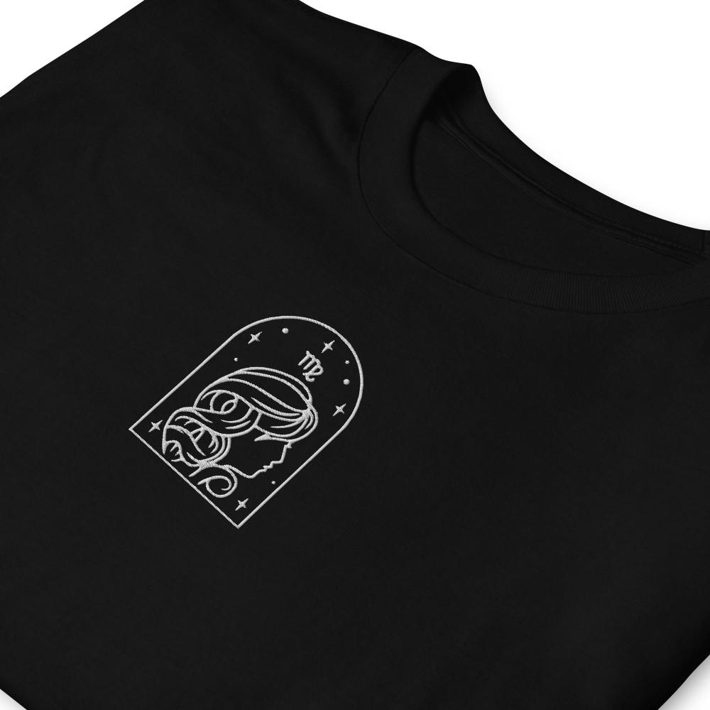Virgo Zodiac Embroidered TShirt - Black Color - https://ascensionemporium.net