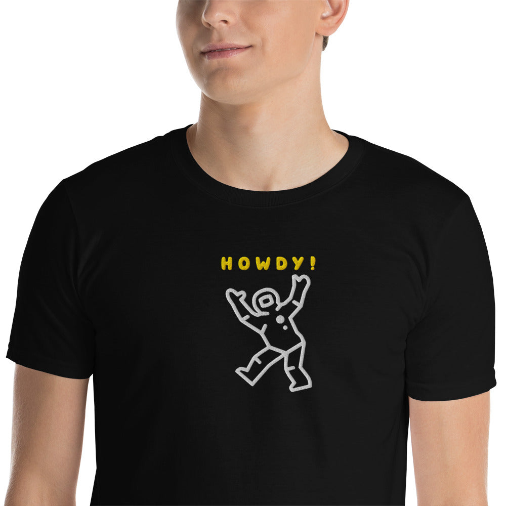 Howdy Astronaut Embroidered TShirt - Black Color - https://ascensionemporium.net