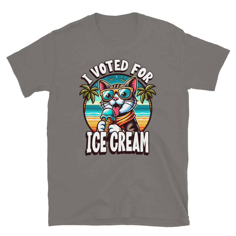 I Voted For Ice Cream Cat TShirt - Charcoal Color - https://ascensionemporium.net