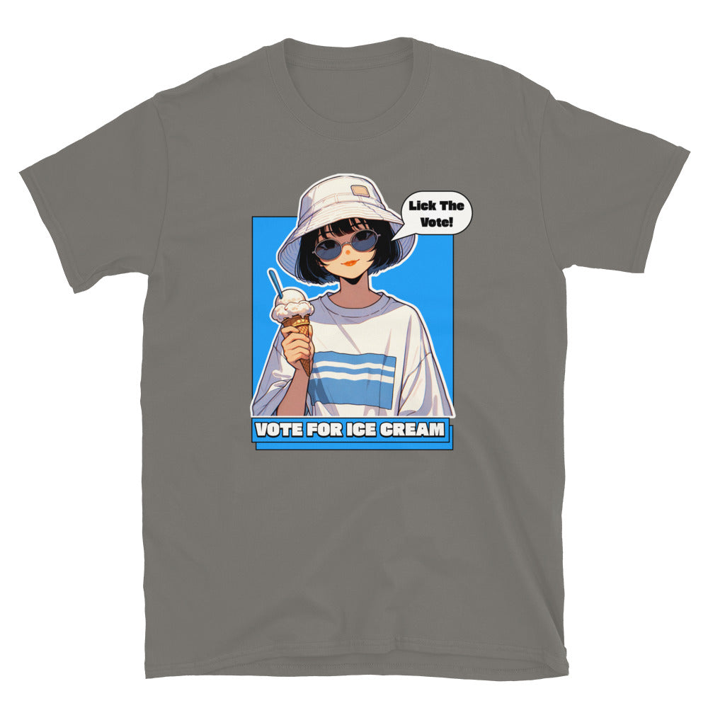 Lick The Vote Anime Ice Cream Girl TShirt - Charcoal Color - https://ascensionemporium.net