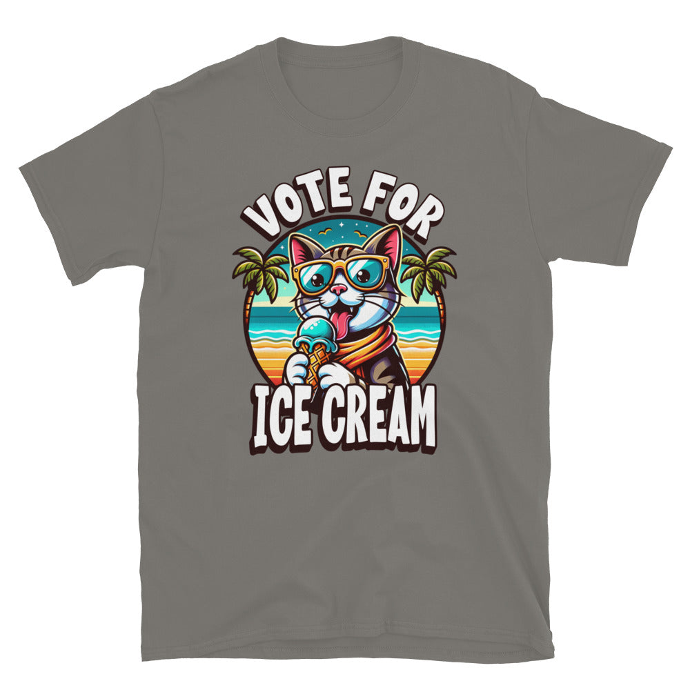 Vote For Ice Cream Cat TShirt - Charcoal Color - https://ascensionemporium.net