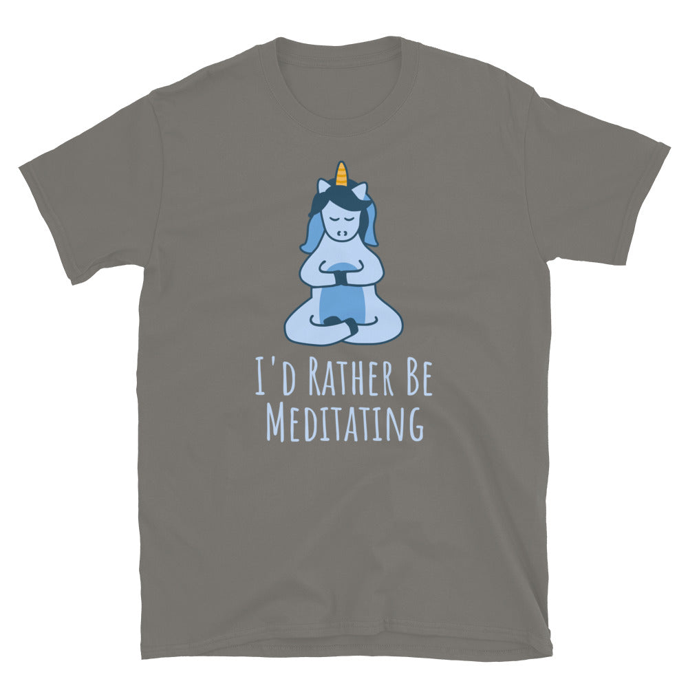 I'd Rather Be Meditating Unicorn TShirt - Charcoal Color - https://ascensionemporium.net