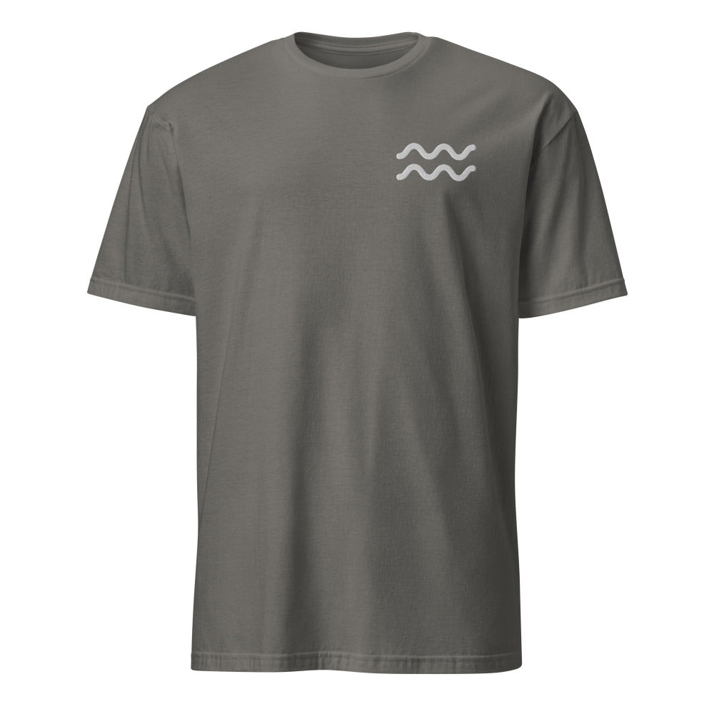 Aquarius Zodiac Embroidered TShirt - Charcoal Color - https://ascensionemporium.net