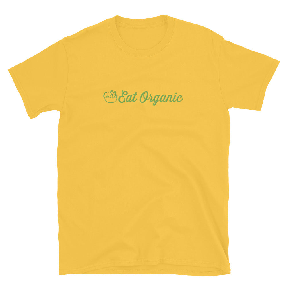 Eat Organic Embroidered T-Shirt - Daisy Color - https://ascensionemporium.net 