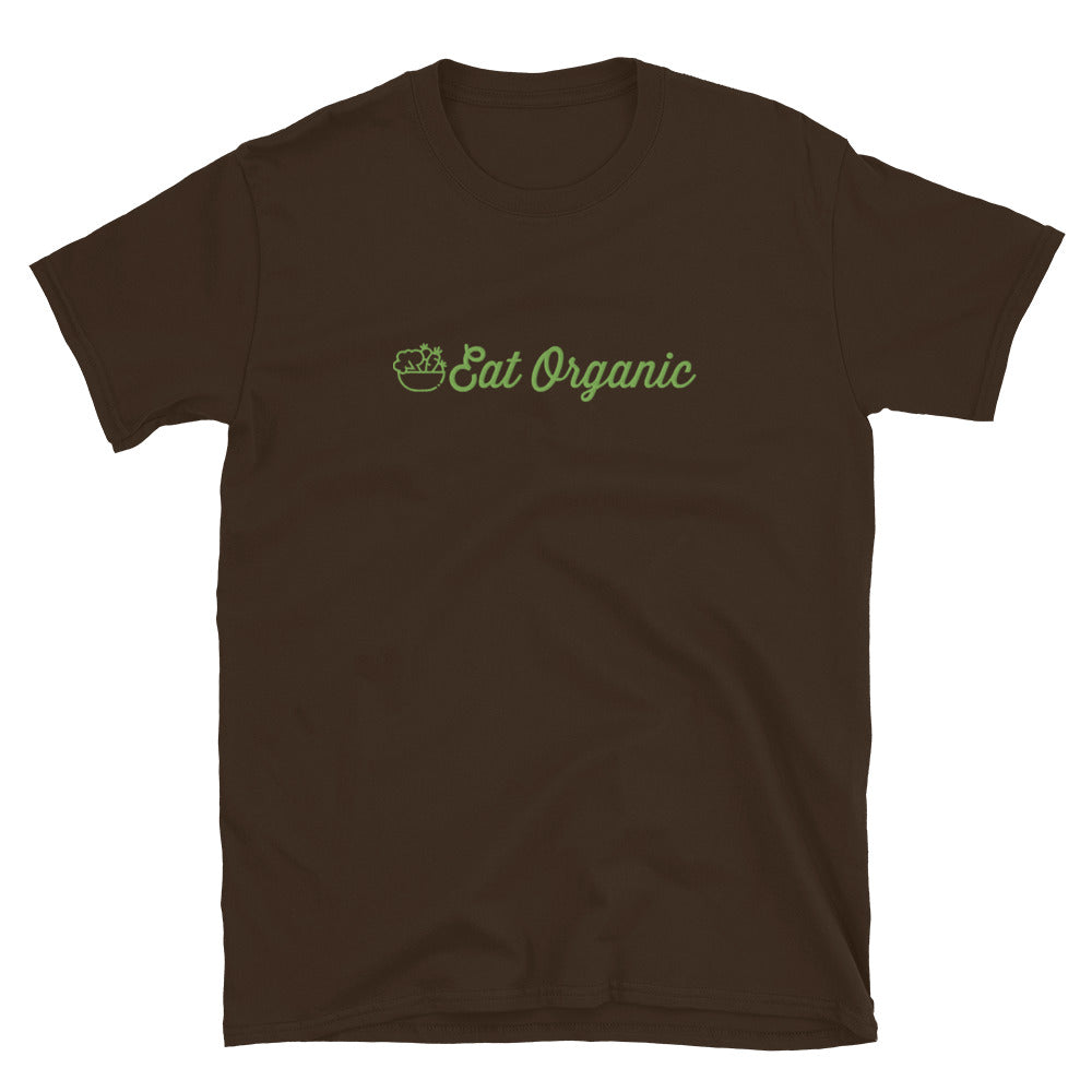 Eat Organic Embroidered T-Shirt - Dark Chocolate Color - https://ascensionemporium.net 