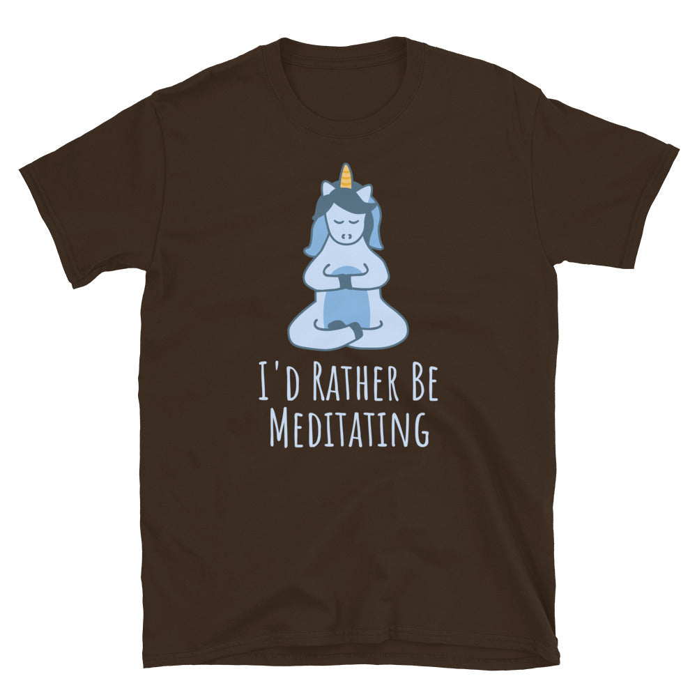I'd Rather Be Meditating Unicorn TShirt - Dark Chocolate Color - https://ascensionemporium.net