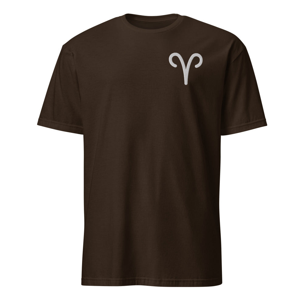 Aries Zodiac Symbol Embroidered TShirt - Dark Chocolate Color - https://ascensionemporium.net