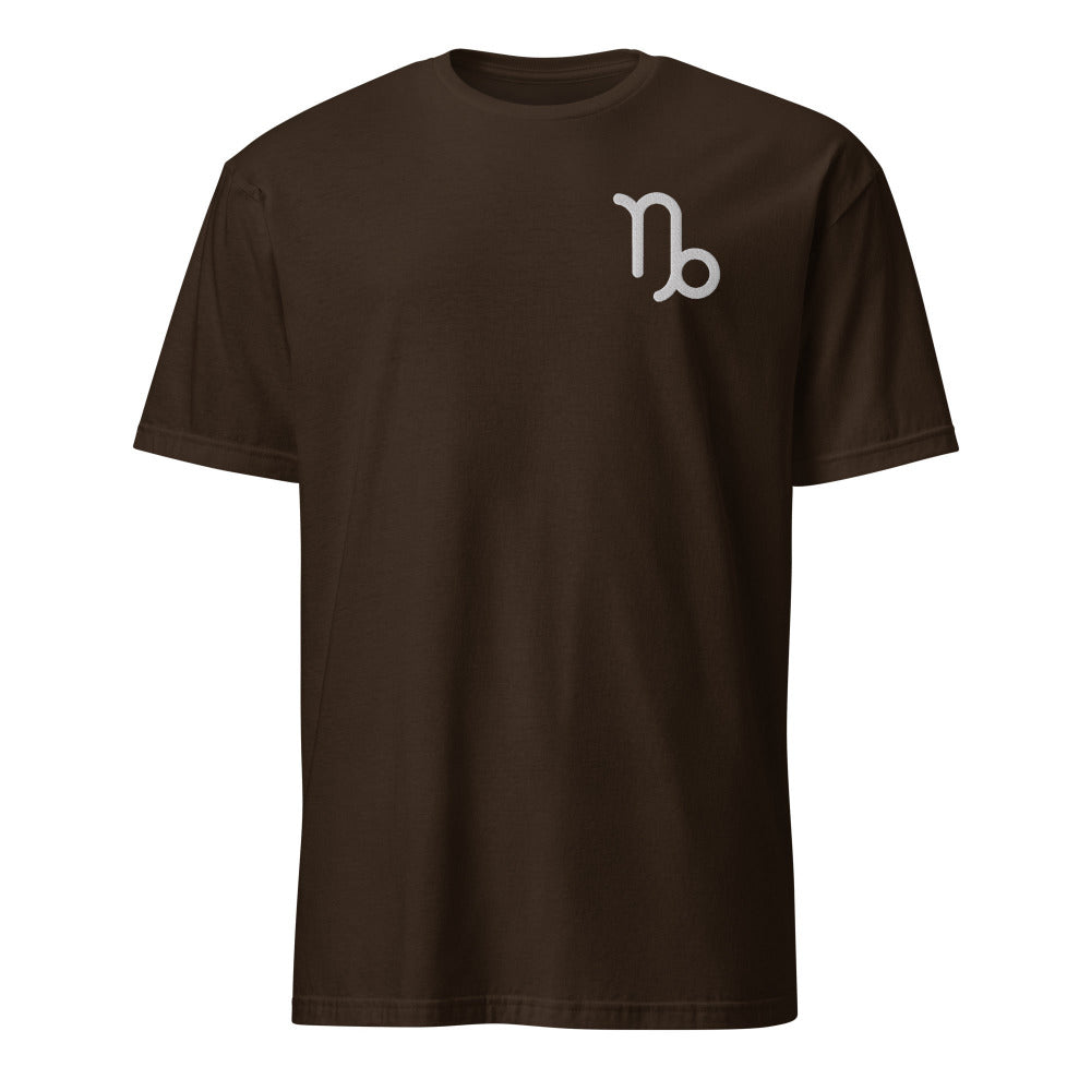 Capricorn Zodiac Embroidered TShirt - Dark Chcoclate  Color - https://ascensionemporium.net