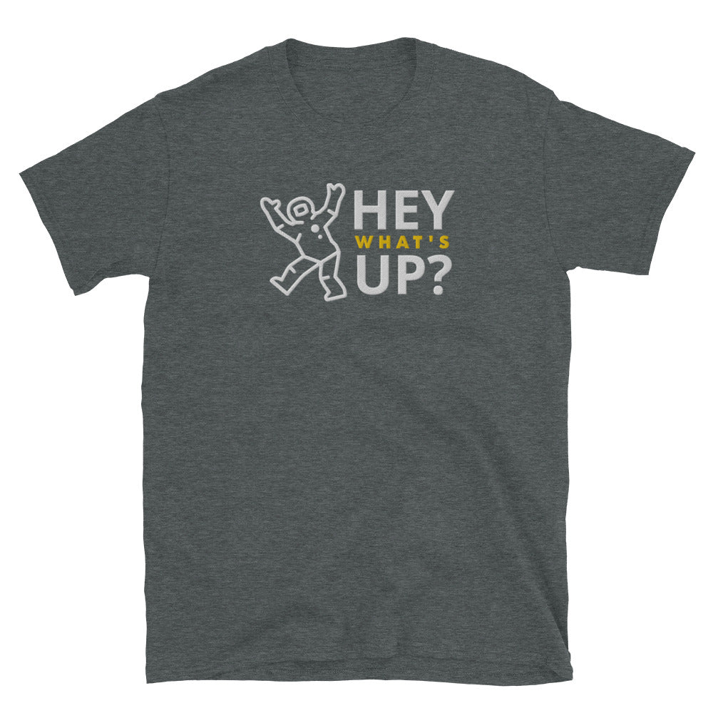 Hey What's Up Astronaut Embroidered TShirt - Dark Heather Color - https://ascensionemporium.net