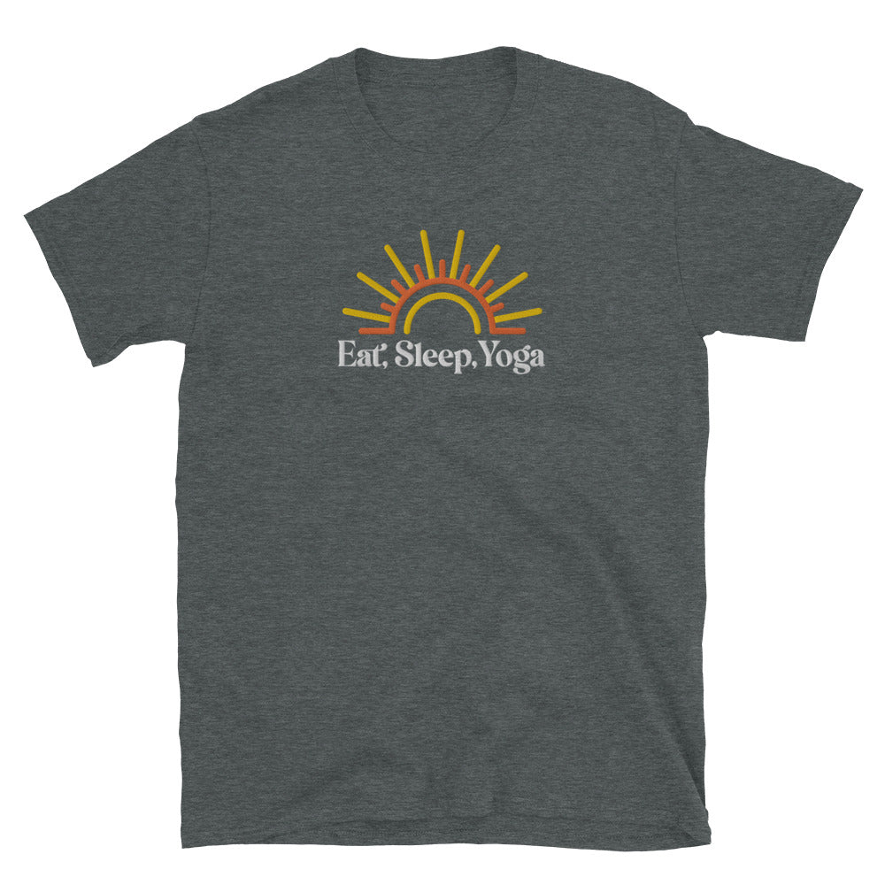 Eat Sleep Yoga Sun Embroidered T-Shirt