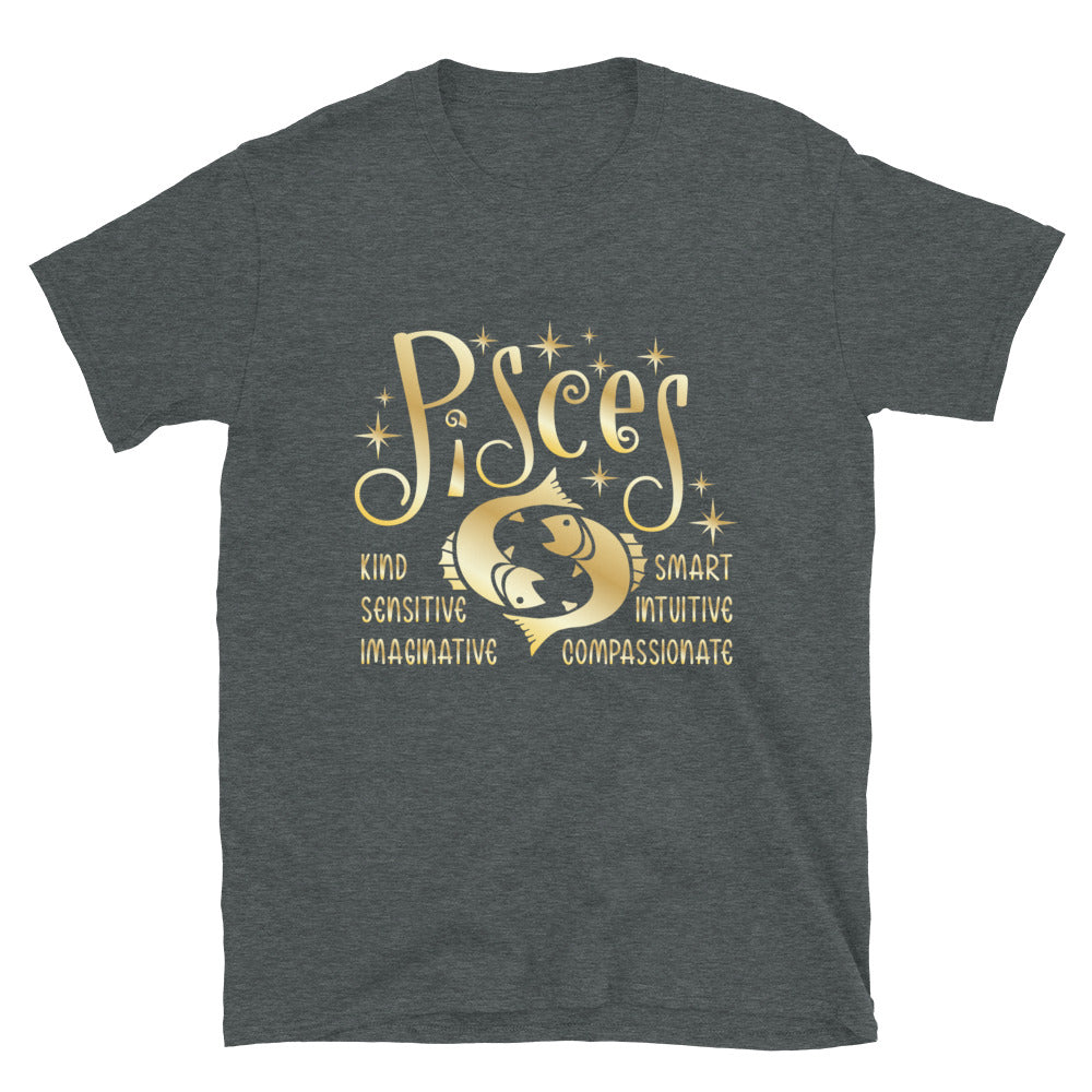 Pisces Zodiac Positive Traits TShirt - Dark Heather Color - https://ascensionemporium.net