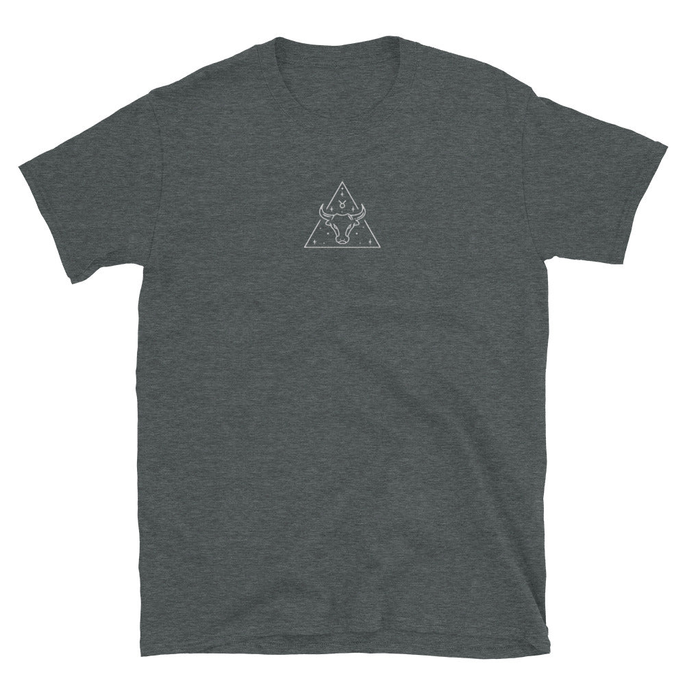Taurus Zodiac Embroidered TShirt - Dark Heather Color - https://ascensionemporium.net