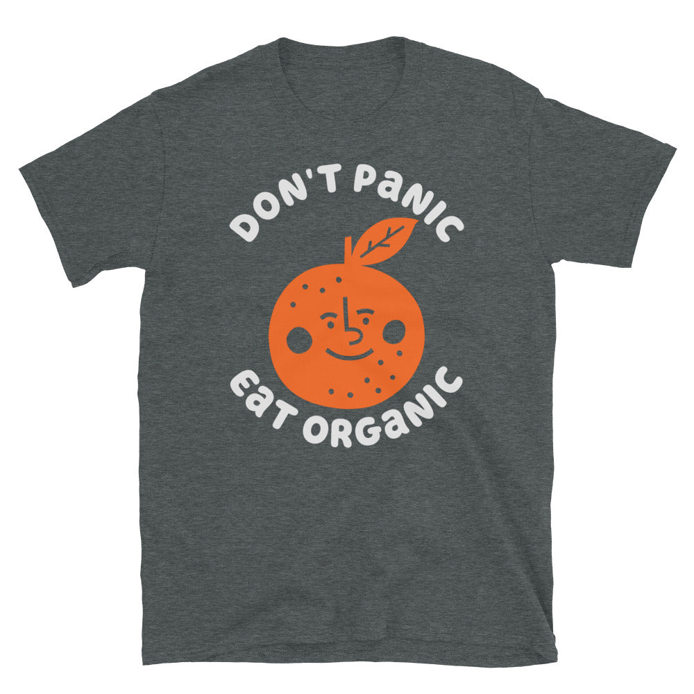 Don't Panic Eat Organic Orange TShirt - Dark Heather Color - https://ascensionemporium.net 