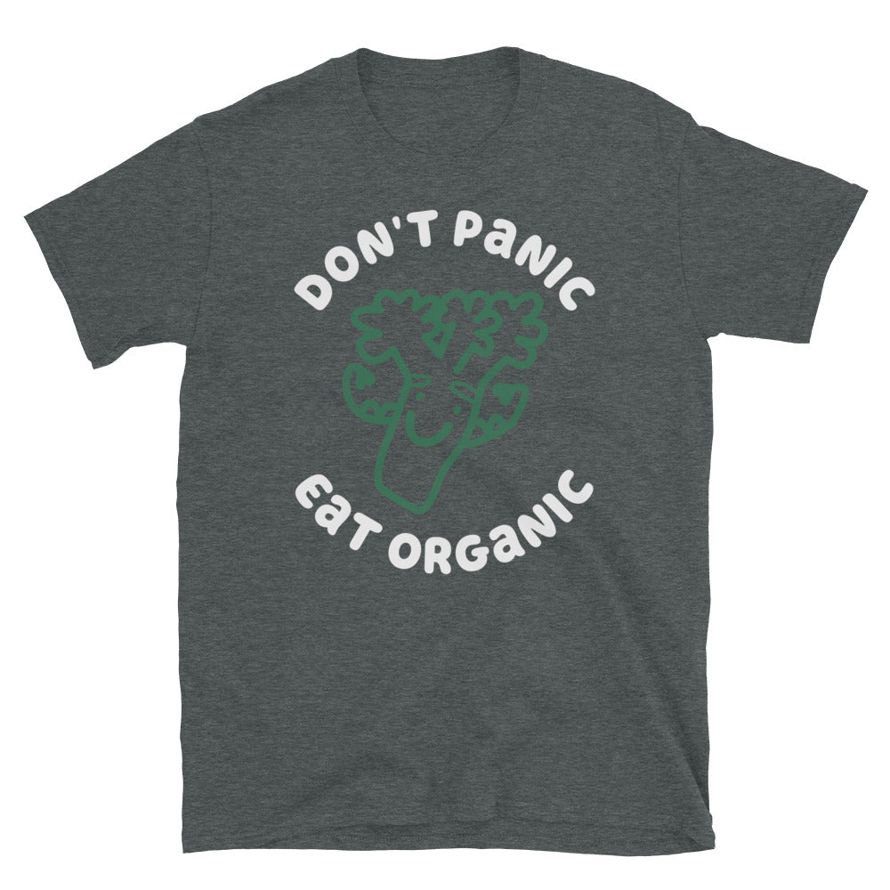 Don't Panic Eat Organic Broccoli TShirt - Dark Heather Color - https://ascensionemporium.net 