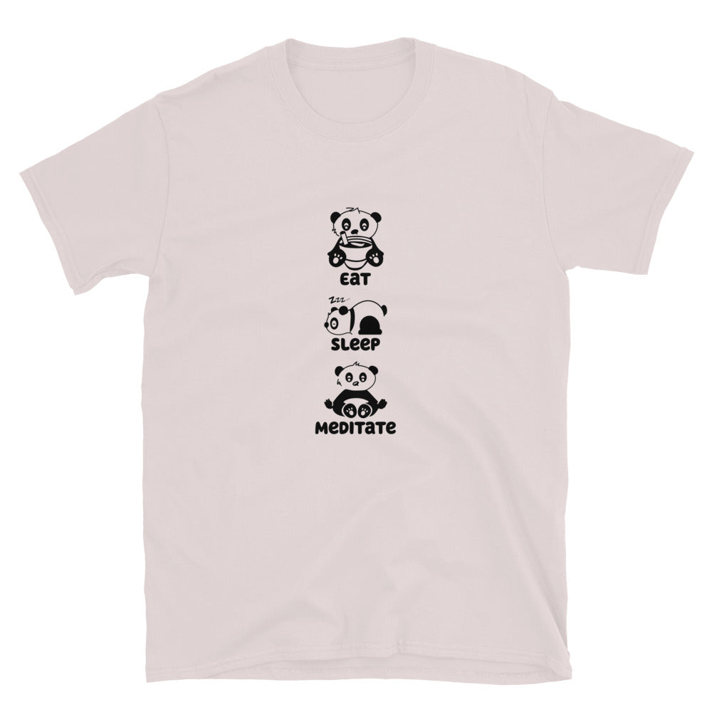 Eat Sleep Meditate Panda TShirt - Ice Grey Color - https://ascensionemporium.net