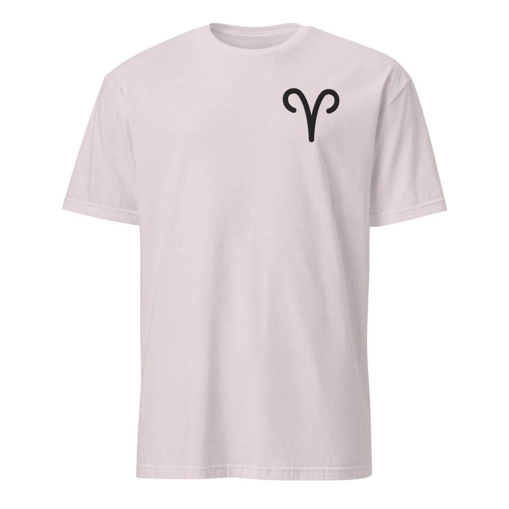 Aries Zodiac Symbol Embroidered TShirt - Ice Grey Color - https://ascensionemporium.net