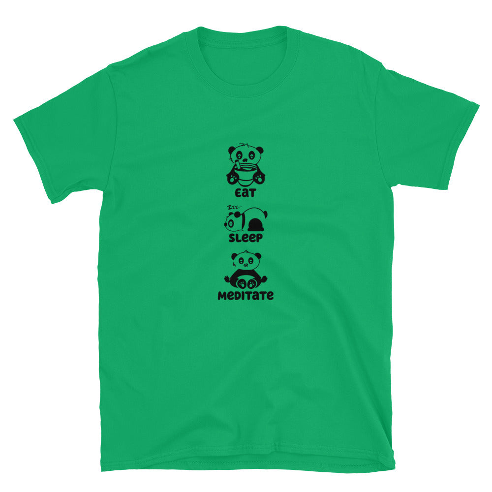 Eat Sleep Meditate Panda TShirt - Irish Green Color - https://ascensionemporium.net