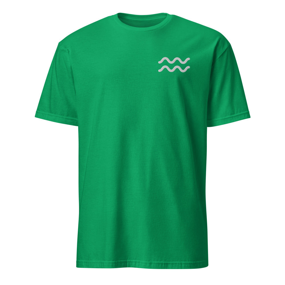 Aquarius Zodiac Embroidered TShirt - Irish Green Color - https://ascensionemporium.net