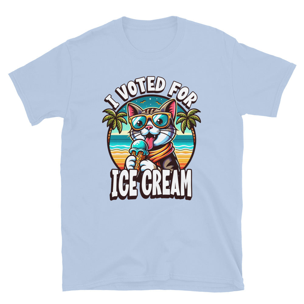 I Voted For Ice Cream Cat TShirt - Light Blue Color - https://ascensionemporium.net