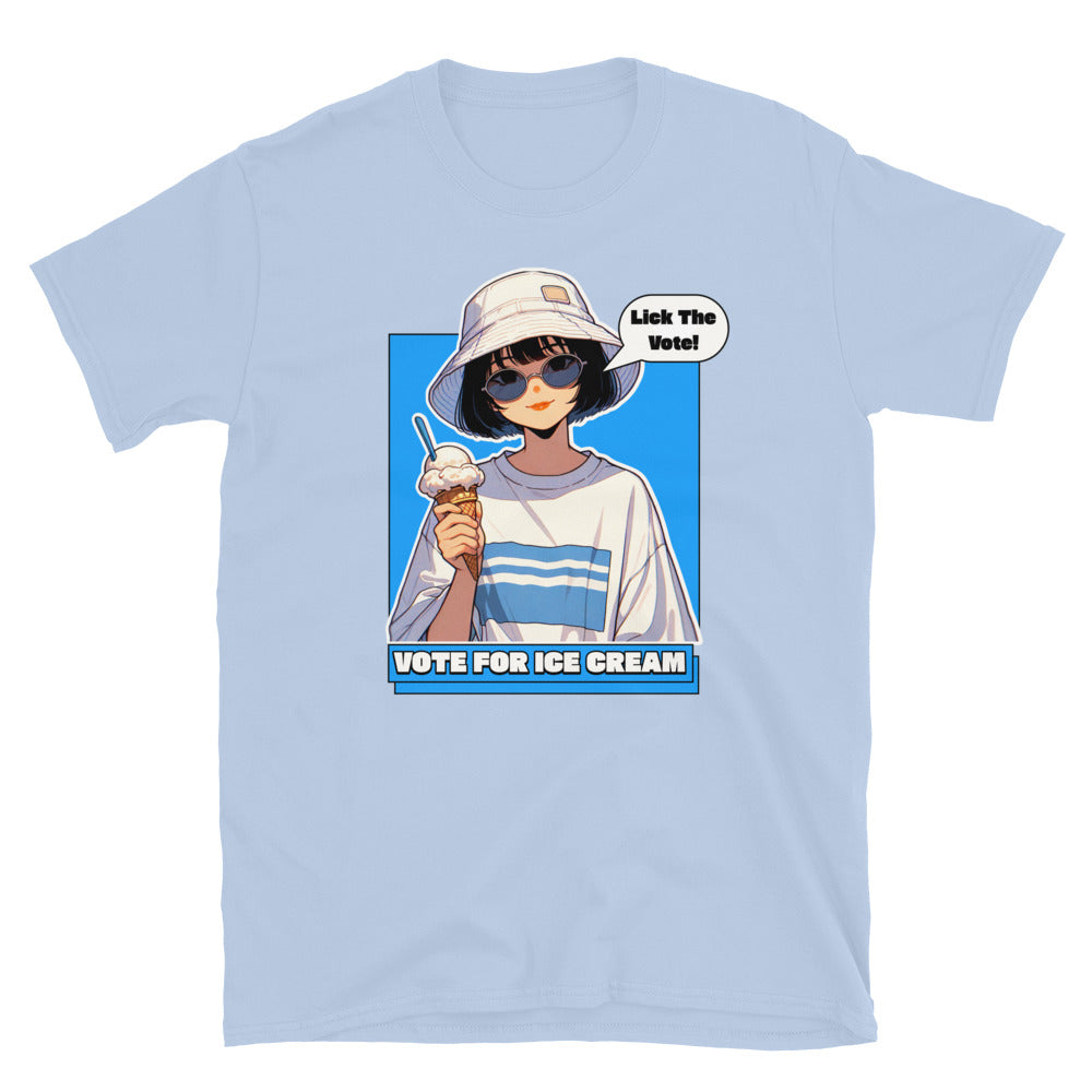 Lick The Vote Anime Ice Cream Girl TShirt - Light Blue Color - https://ascensionemporium.net