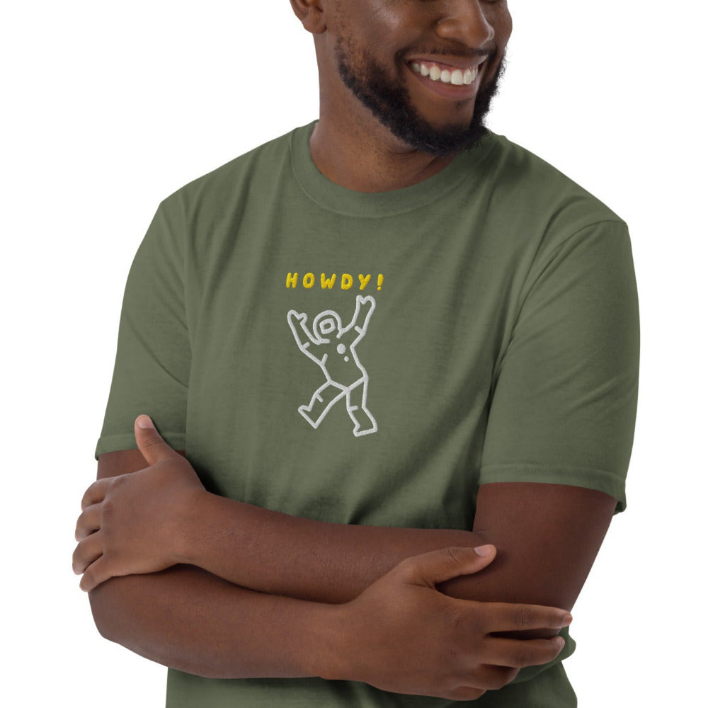 Howdy Astronaut Embroidered TShirt - Military Green Color - https://ascensionemporium.net
