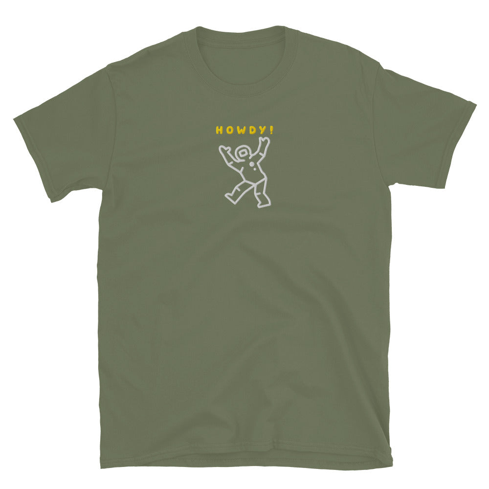 Howdy Astronaut Embroidered TShirt - Military Green Color - https://ascensionemporium.net