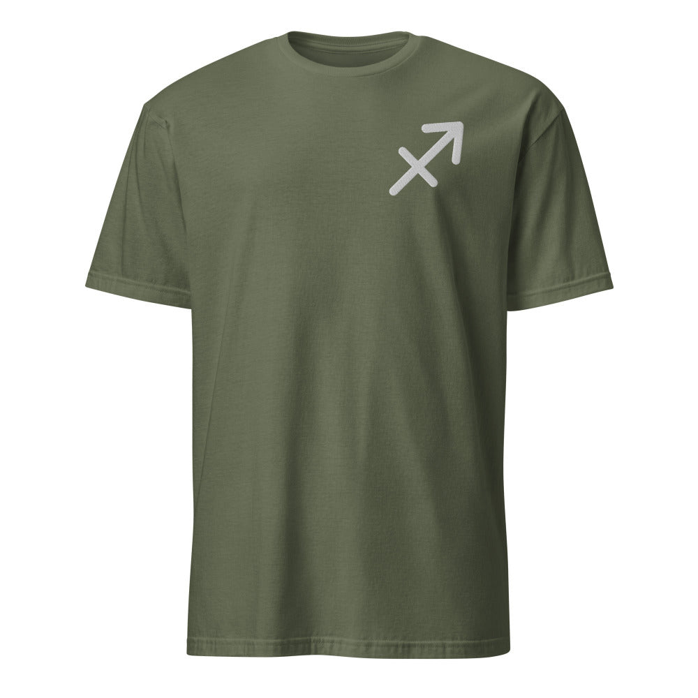 Sagittarius Zodiac Embroidered TShirt - Military Green Color - https://ascensionemporium.net