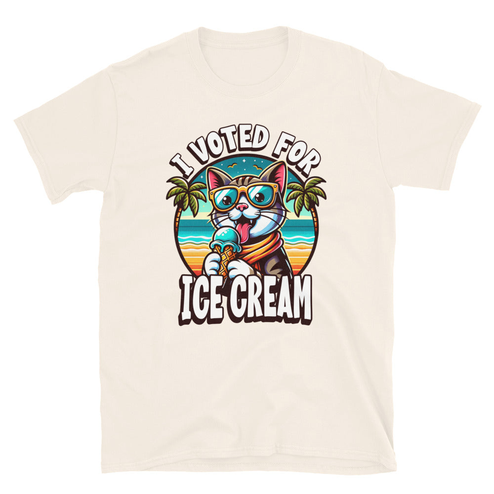 I Voted For Ice Cream Cat TShirt - Natural Color - https://ascensionemporium.net