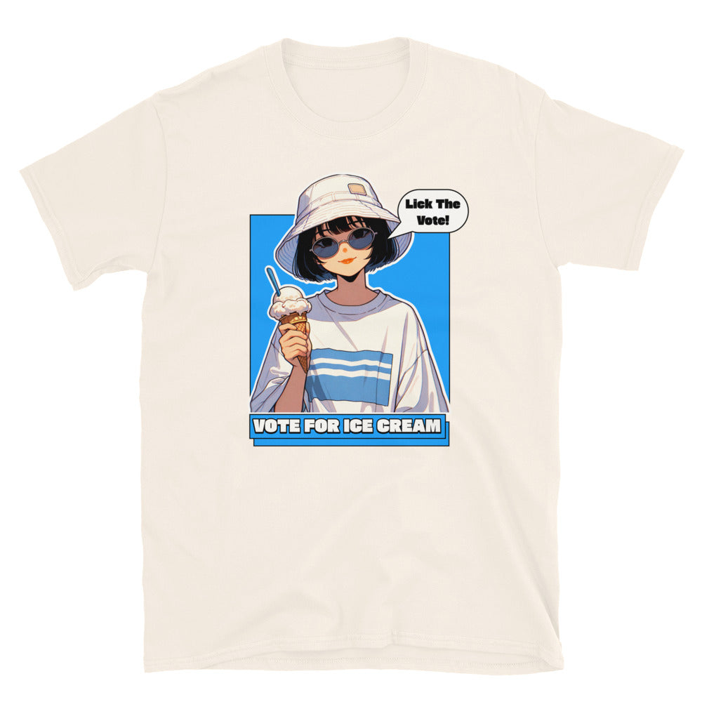 Lick The Vote Anime Ice Cream Girl TShirt - Natural Color - https://ascensionemporium.net