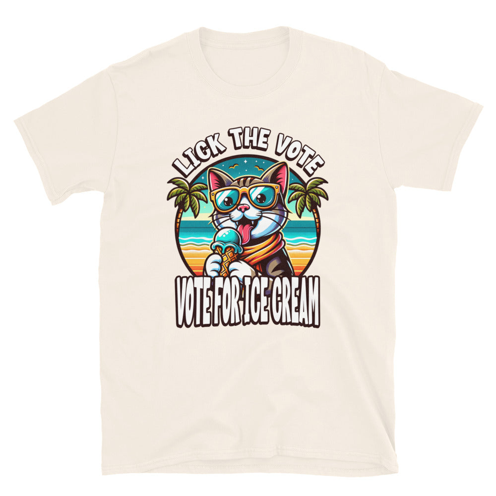 Lick The Vote Ice Cream Cat TShirt - Natural Color - https://ascensionemporium.net