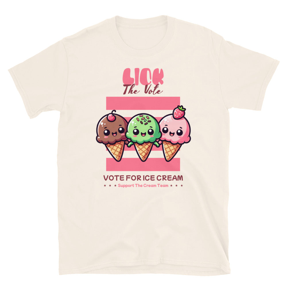 Lick The Vote Kawaii Ice Cream TShirt - Natural Color - https://ascensionemporium.net