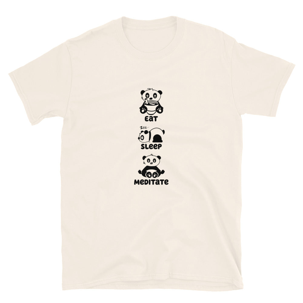 Eat Sleep Meditate Panda TShirt - Natural Color - https://ascensionemporium.net