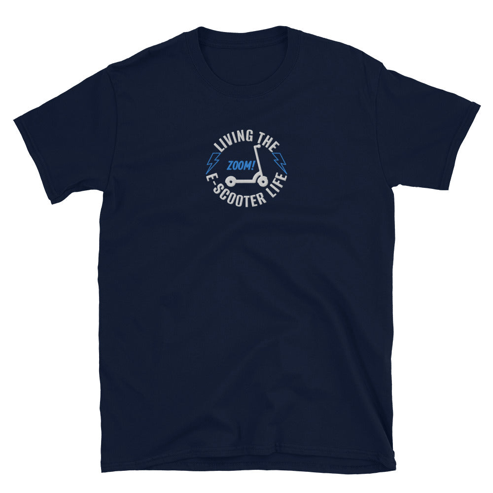 Living The E-Scooter Life Embroidered TShirt - Navy Color - https://ascensionemporium.net