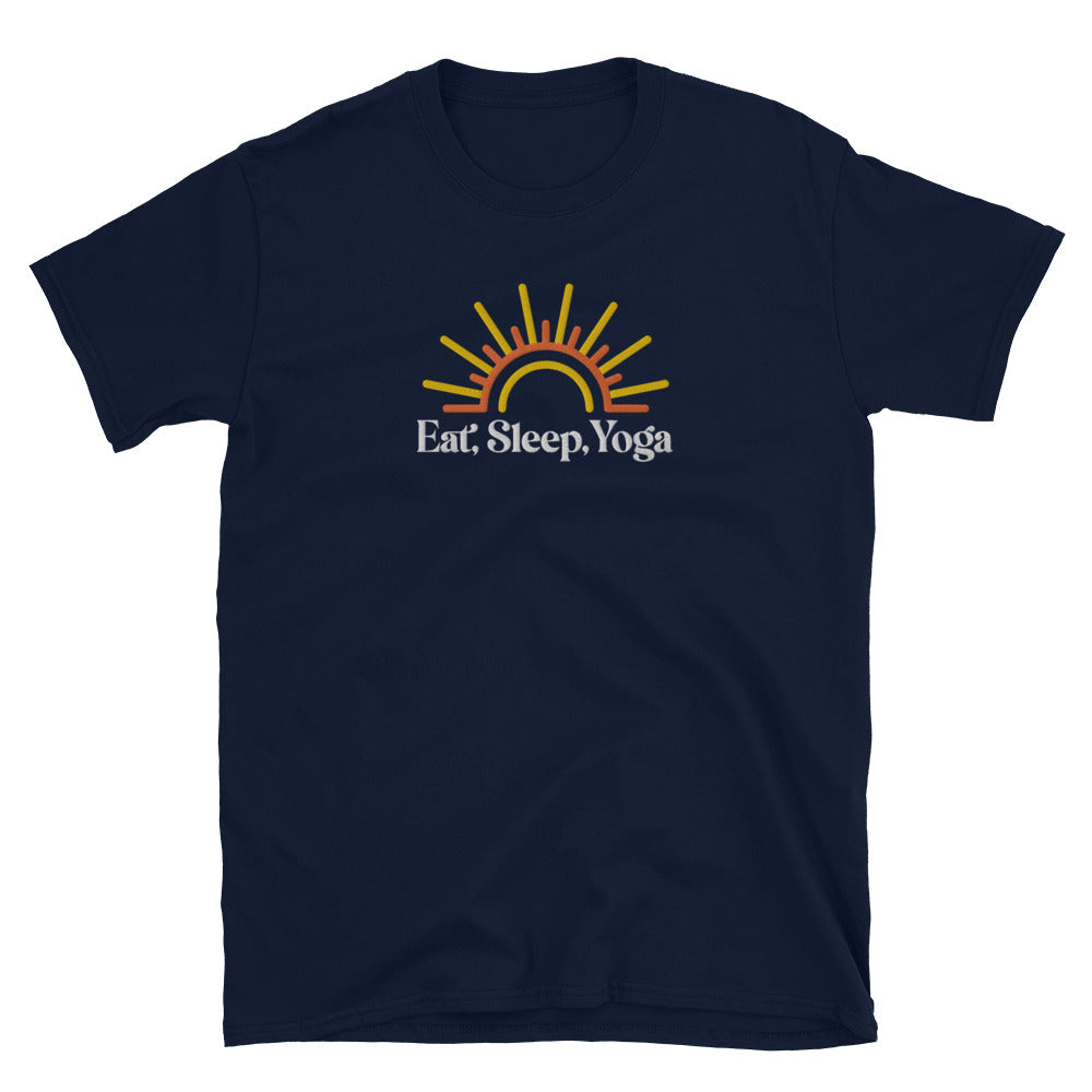 Eat Sleep Yoga Sun Embroidered T-Shirt