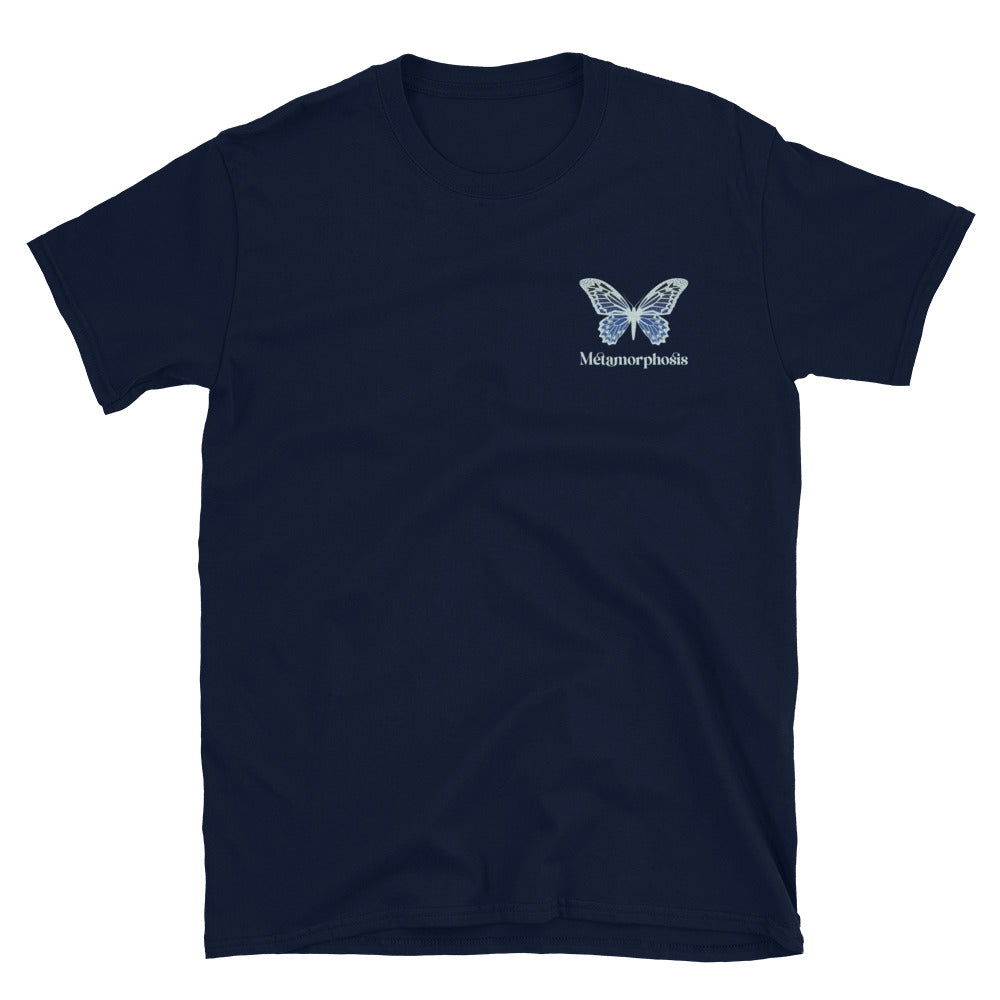 Metamorphosis Blue Butterfly Embroidered TShirt - Navy Color - https://ascensionemporium.net