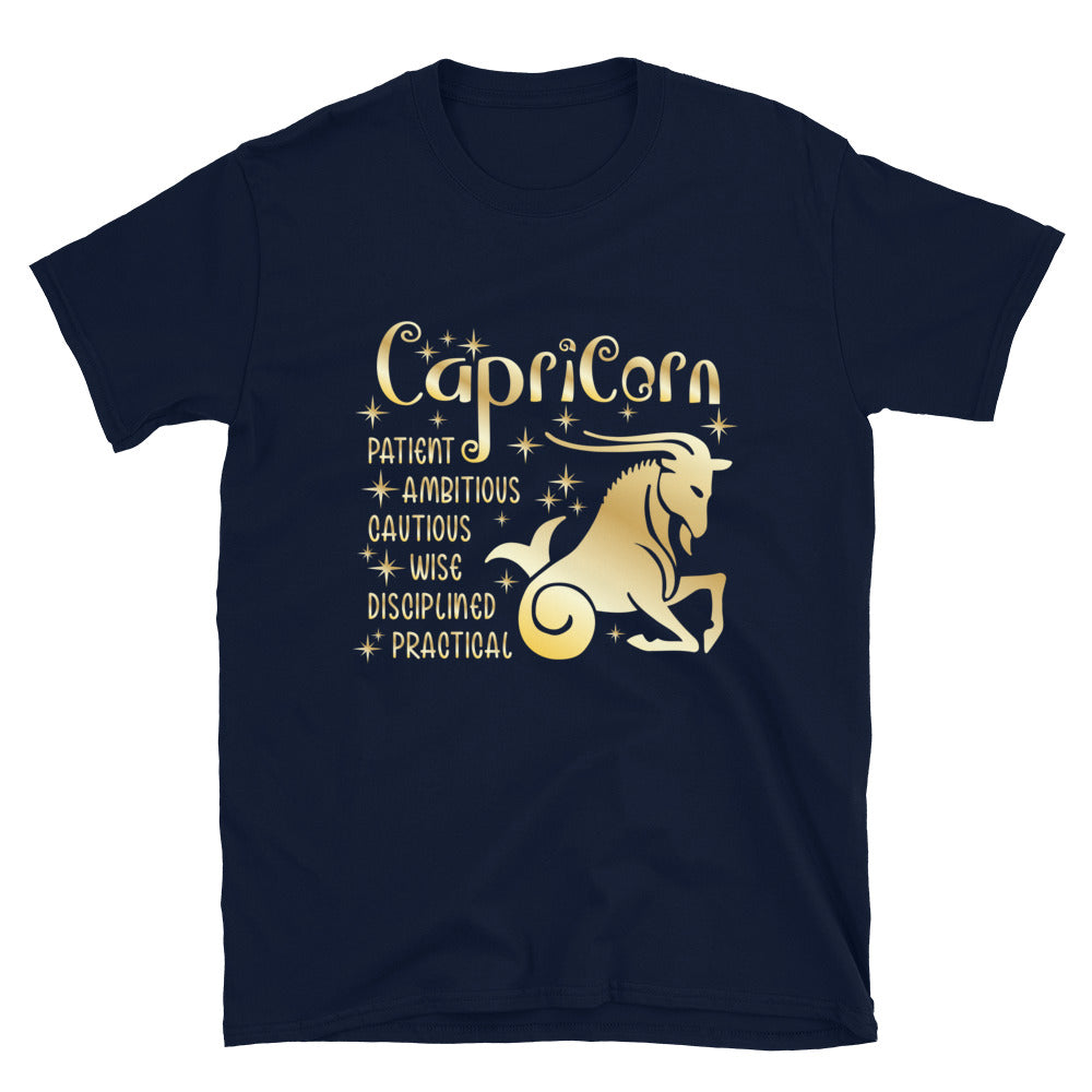 Capricorn Zodiac Positive Traits TShirt - Navy Color - https://ascensionemporium.net