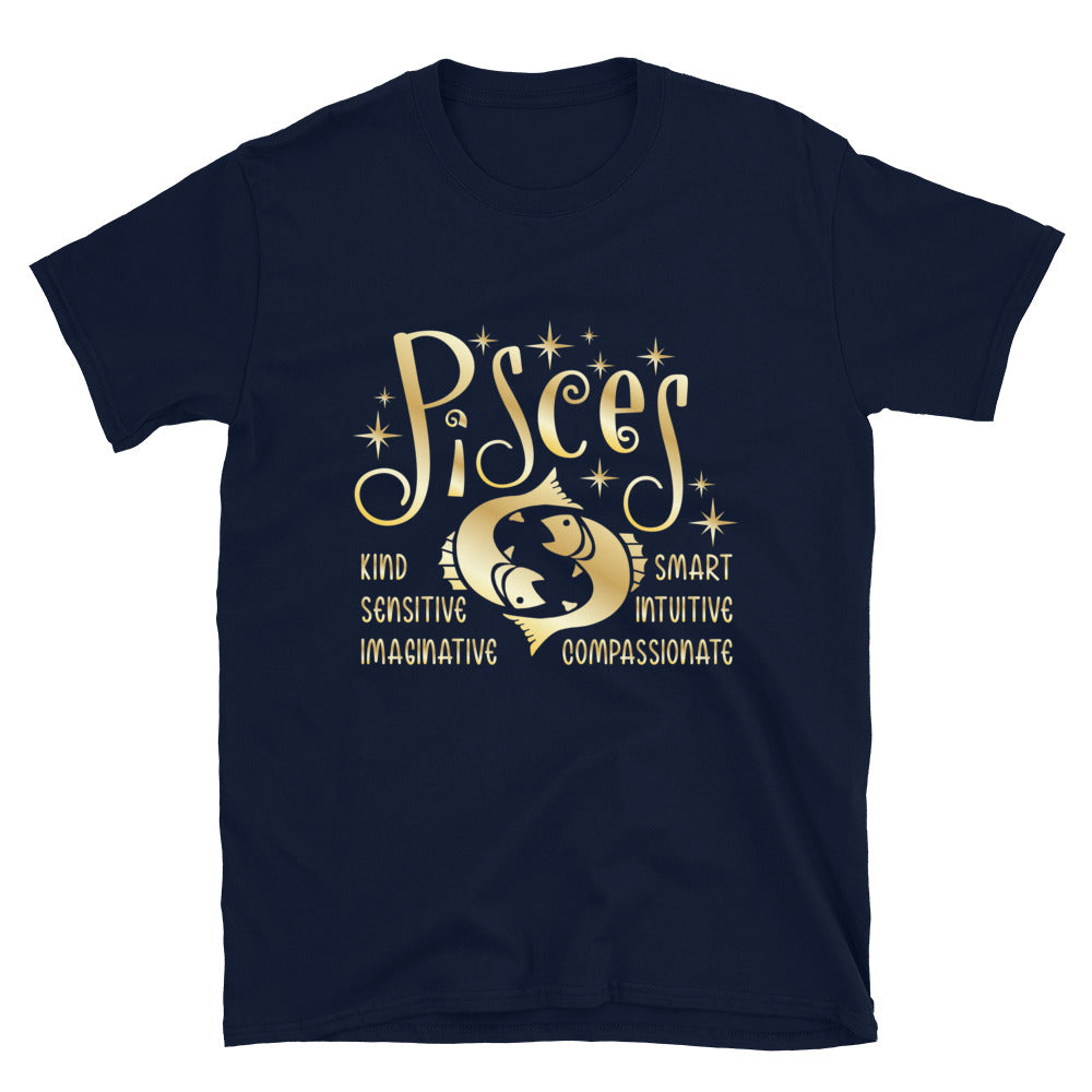 Pisces Zodiac Positive Traits TShirt - Navy Color - https://ascensionemporium.net