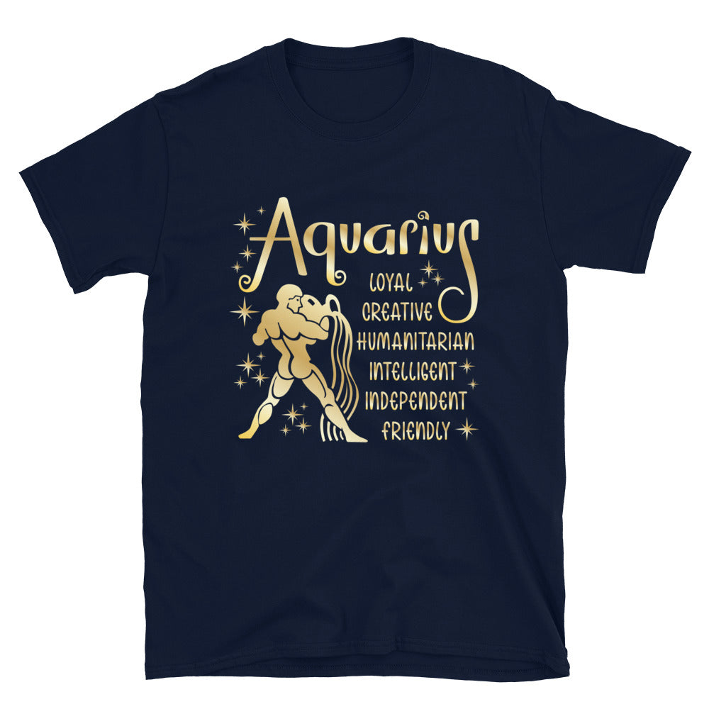 Aquarius Zodiac Positive Traits TShirt - Navy Color - https://ascensionemporium.net