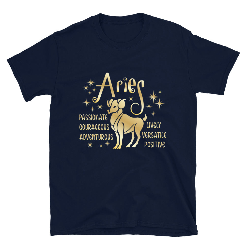 Aries Zodiac Positive Traits TShirt - Navy Color - https://ascensionemporium.net