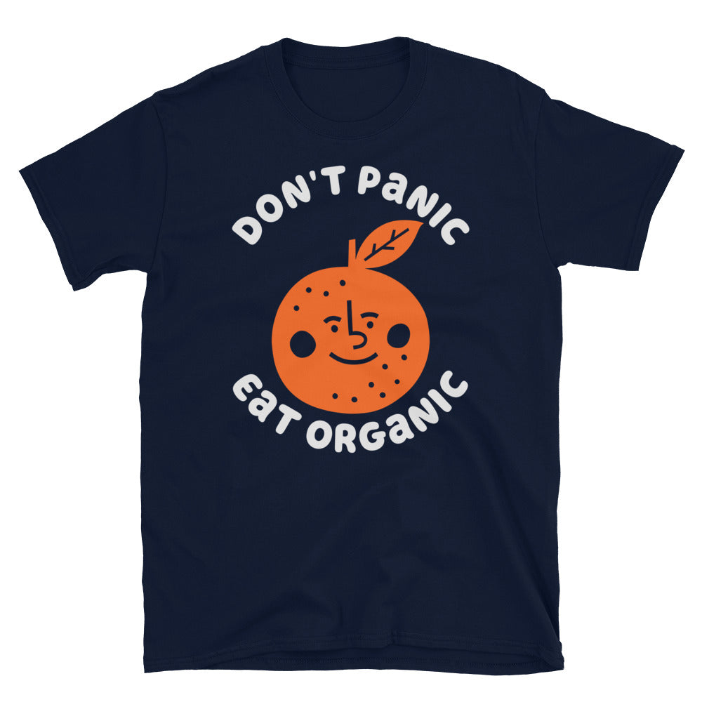 Don't Panic Eat Organic Orange TShirt - Navy Color - https://ascensionemporium.net 