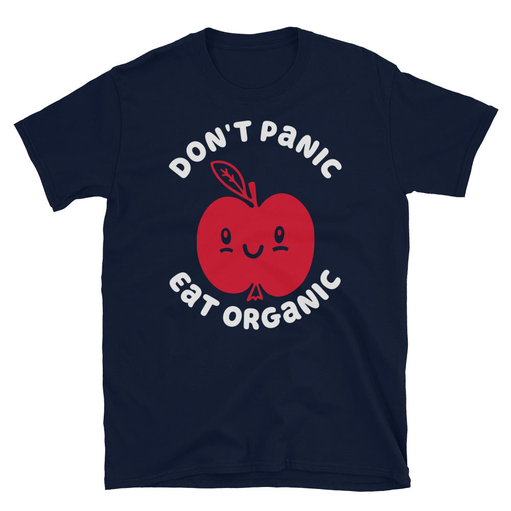 Don't Panic Eat Organic Apple TShirt - Navy Color - https://ascensionemporium.net 